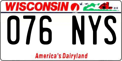 WI license plate 076NYS