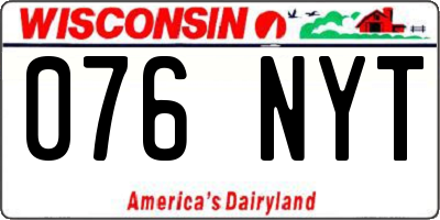 WI license plate 076NYT