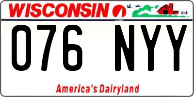 WI license plate 076NYY
