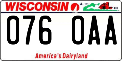 WI license plate 076OAA