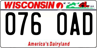 WI license plate 076OAD