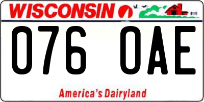 WI license plate 076OAE