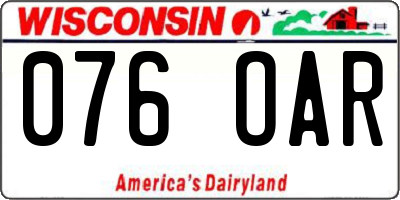 WI license plate 076OAR