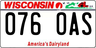 WI license plate 076OAS