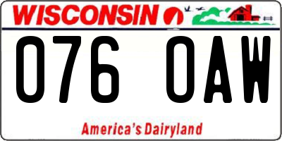 WI license plate 076OAW