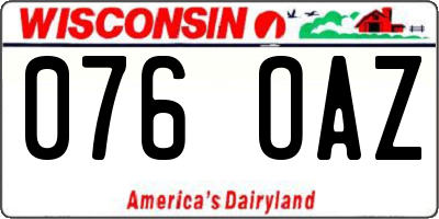WI license plate 076OAZ