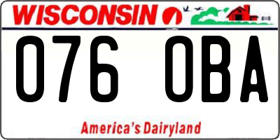 WI license plate 076OBA