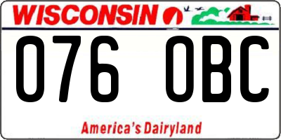WI license plate 076OBC