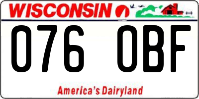 WI license plate 076OBF