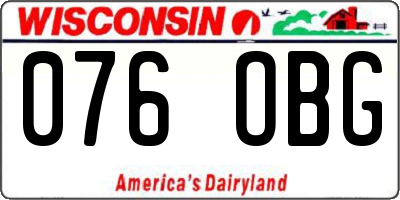 WI license plate 076OBG