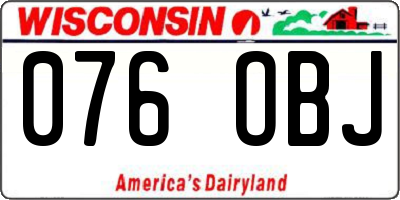 WI license plate 076OBJ
