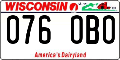 WI license plate 076OBO