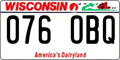 WI license plate 076OBQ
