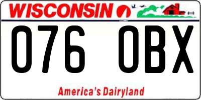 WI license plate 076OBX