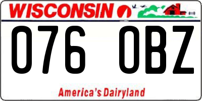 WI license plate 076OBZ