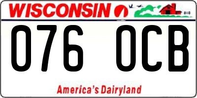 WI license plate 076OCB