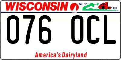WI license plate 076OCL