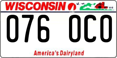WI license plate 076OCO