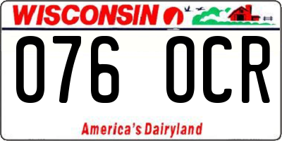 WI license plate 076OCR