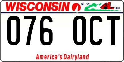 WI license plate 076OCT