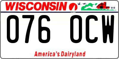 WI license plate 076OCW