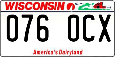 WI license plate 076OCX