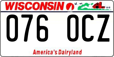 WI license plate 076OCZ