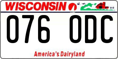 WI license plate 076ODC