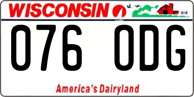 WI license plate 076ODG