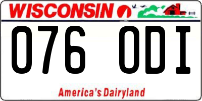 WI license plate 076ODI