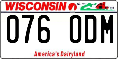 WI license plate 076ODM