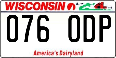 WI license plate 076ODP