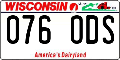 WI license plate 076ODS