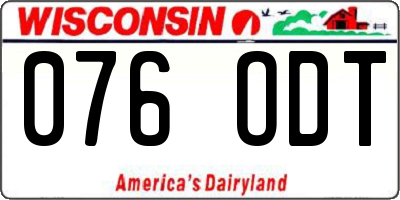 WI license plate 076ODT