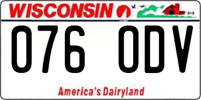 WI license plate 076ODV