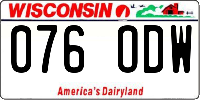 WI license plate 076ODW