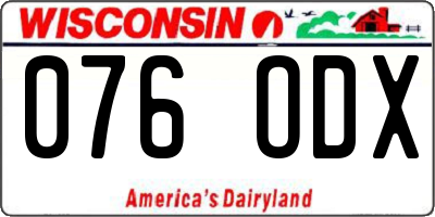 WI license plate 076ODX