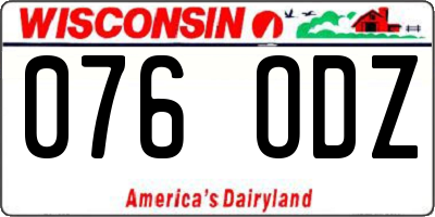 WI license plate 076ODZ