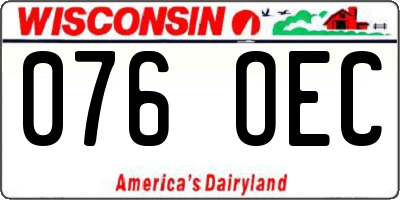 WI license plate 076OEC