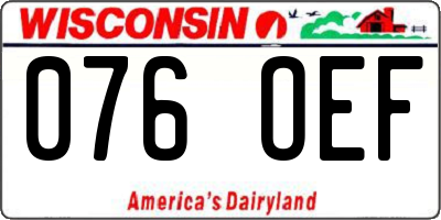 WI license plate 076OEF