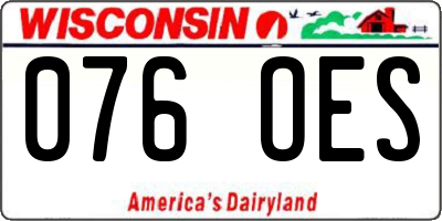 WI license plate 076OES