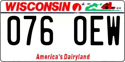 WI license plate 076OEW