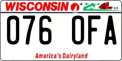 WI license plate 076OFA
