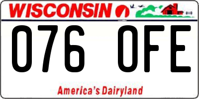 WI license plate 076OFE