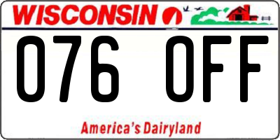 WI license plate 076OFF