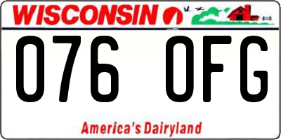 WI license plate 076OFG