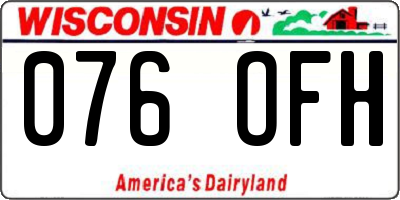 WI license plate 076OFH