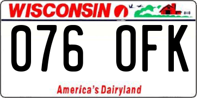 WI license plate 076OFK