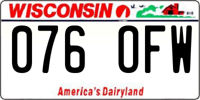 WI license plate 076OFW