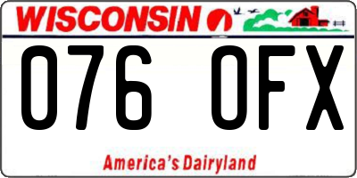 WI license plate 076OFX